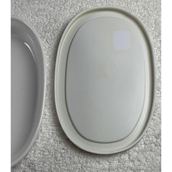 Vtg CORNING WARE F-15-B 475 ML Dish w/Lid USA French White Freezer Refrigerator - Picture 4 of 12